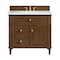 James Martin Vanities 36'' Single Vanity, Mid-Century Walnut w/ 3 CM Arctic Fall Solid Surface Top 424-V36-WLT-3AF - alternate 1